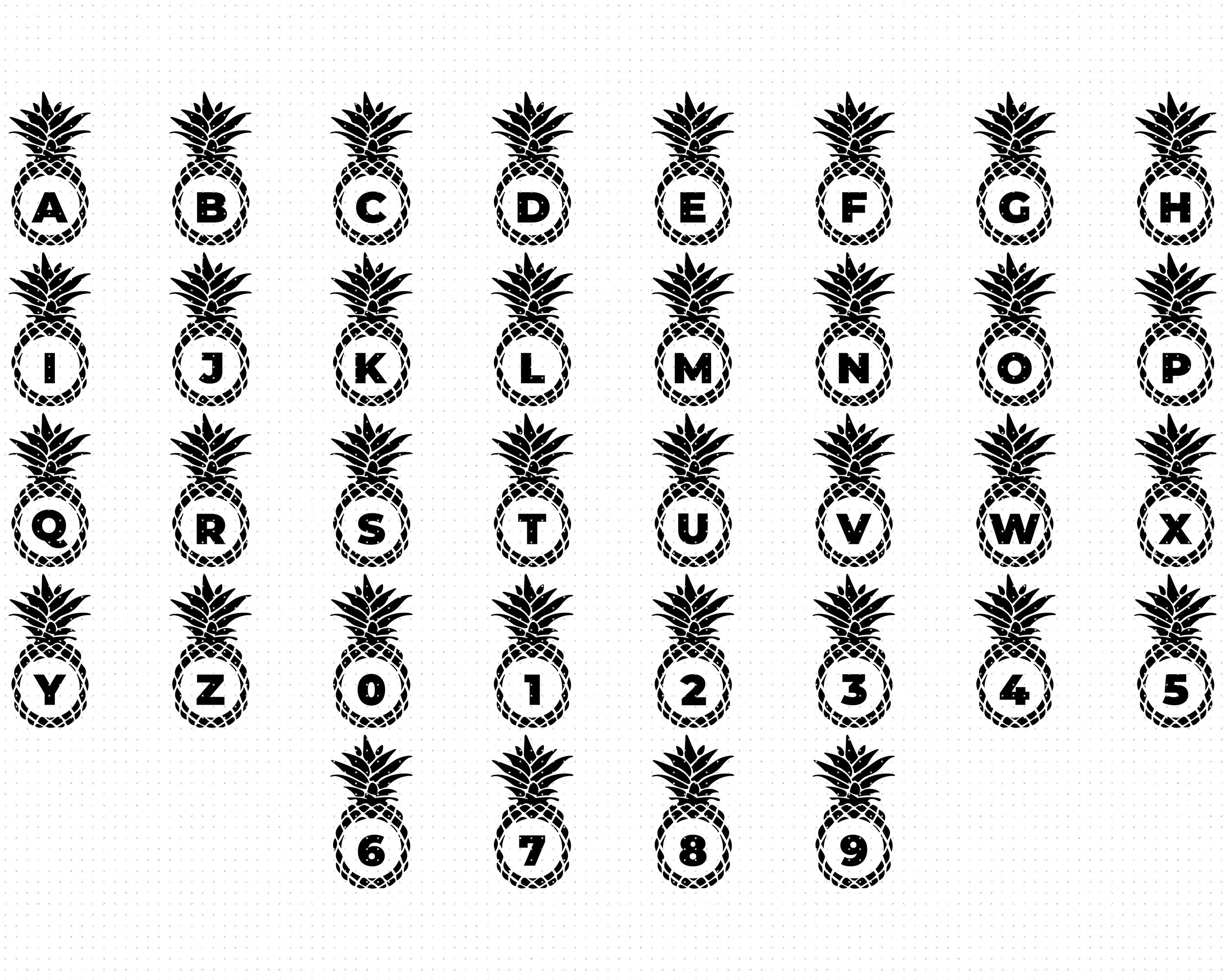 Pineapple letters svg pineapple alphabet svg pineapple Etsy 日本