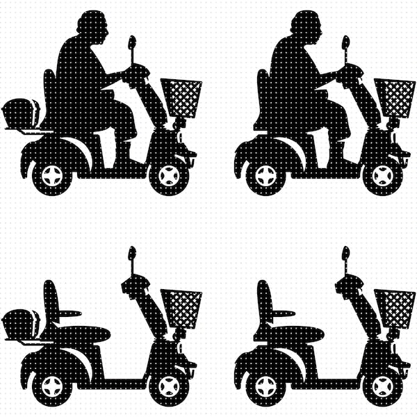 mobility scooter svg, elderly woman clipart, old woman png, mobility scooter dxf logo, vector eps cut files for cricut and silhouette use