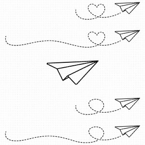 paper plane trail svg, paper airplane border clipart, divider png, heart trail dxf page decoration, eps cut files for cricut and silhouette
