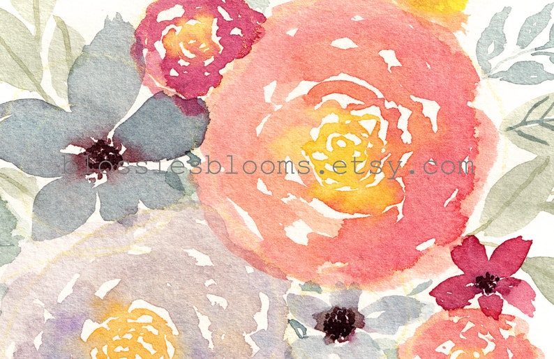 Watercolor Printable, Loose Roses, Colorful Florals, Spring Flower Poster, Wall Art Print, Home Decor, Living Room Decor, Digital Download image 7