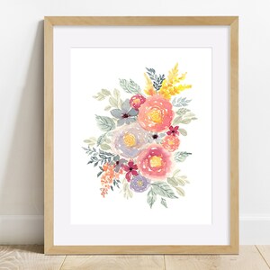 Watercolor Printable, Loose Roses, Colorful Florals, Spring Flower Poster, Wall Art Print, Home Decor, Living Room Decor, Digital Download image 2