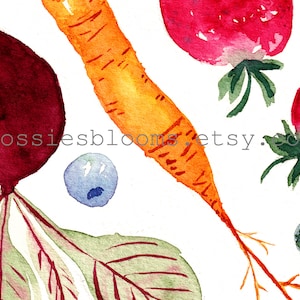 Watercolor Printable, Fruit Vegetable Poster, Bright Rainbow Food Art, Cook Garden, Colorful Home Decor, Kitchen Decor, Digital Download image 7