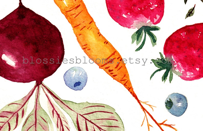 Watercolor Printable, Fruit Vegetable Poster, Bright Rainbow Food Art, Cook Garden, Colorful Home Decor, Kitchen Decor, Digital Download image 7