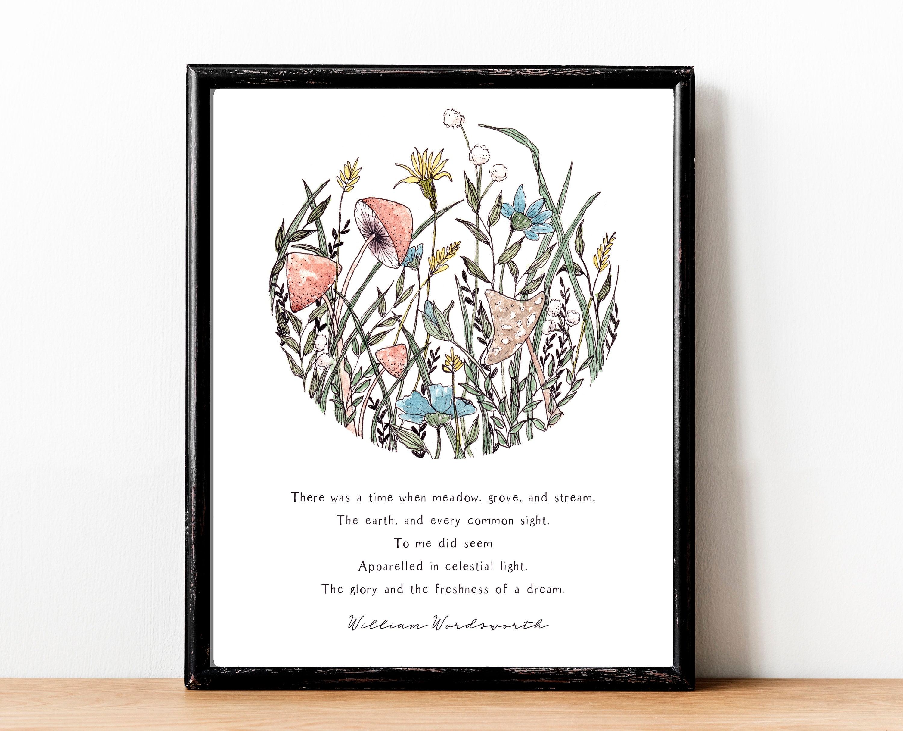 Watercolor Printable, Wordsworth Poetry Poster, Meadow Painting ...