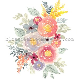 Watercolor Printable, Loose Roses, Colorful Florals, Spring Flower Poster, Wall Art Print, Home Decor, Living Room Decor, Digital Download image 5