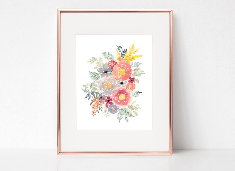 Watercolor Printable, Loose Roses, Colorful Florals, Spring Flower Poster, Wall Art Print, Home Decor, Living Room Decor, Digital Download image 3