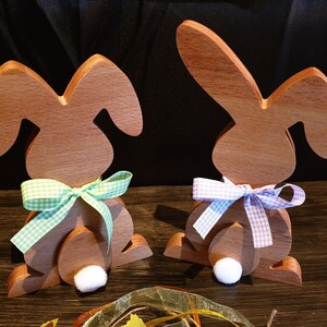 Bunnies with egg, Easter decoration, CNC template, DXF file, fret saw template