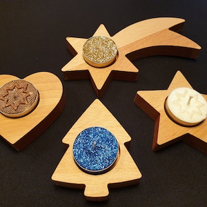 Tea lights, Christmas decoration, CNC template, DXF file, fret saw template