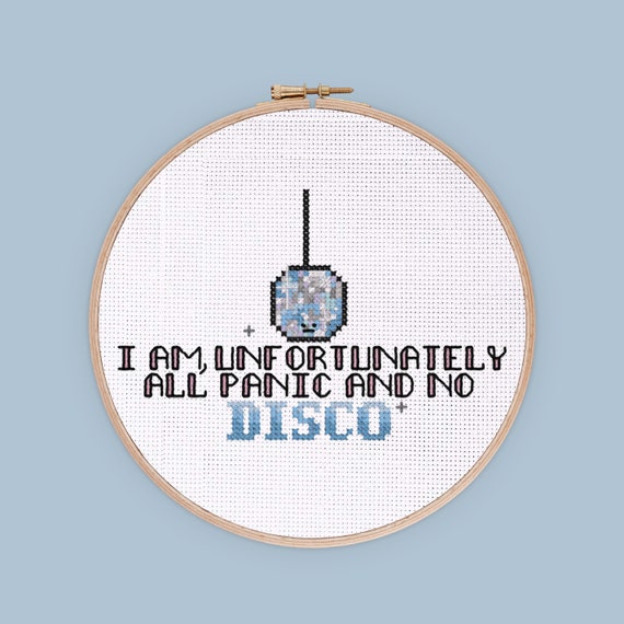All Panic No Disco Cross Stitch | A Digital PDF Cross Stitch Pattern For A Funny Pun Sewing Design