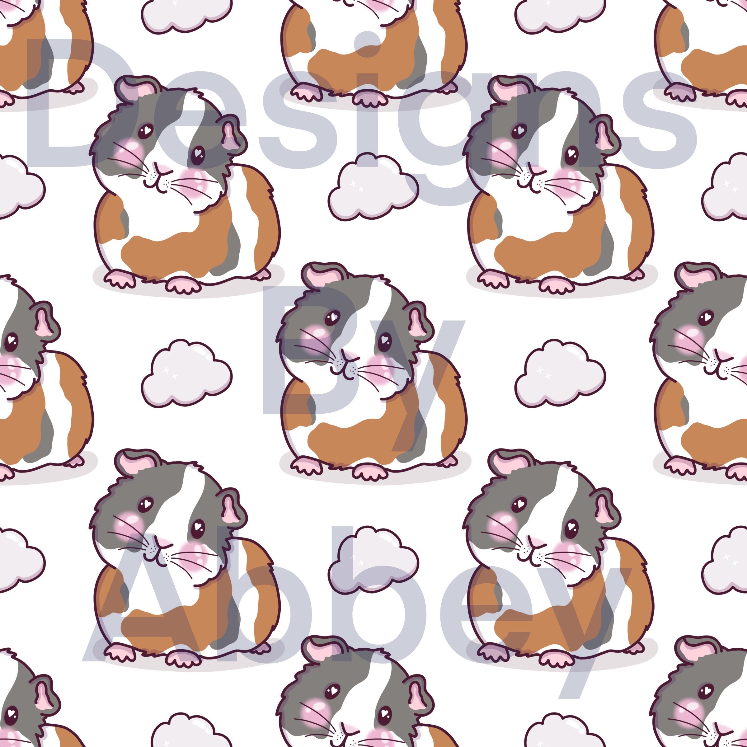 Cute Guinea seamless repeat pattern design file non-exclusive