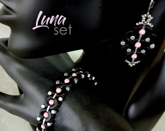 Set of 2 beading patterns earrings and bracelet with Arcos par Puca beads and Miyuki Quarter Tila beads