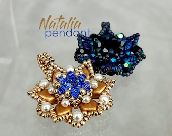 Fichier PDF pendentif fleur en perles Kite avec cristal Rivoli, tutoriel facile pour collier en perles de rocailles Miyuki