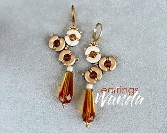 Beading pattern lovely earrings, Miyuki seed beads and Arcos par Puca beads tutorial