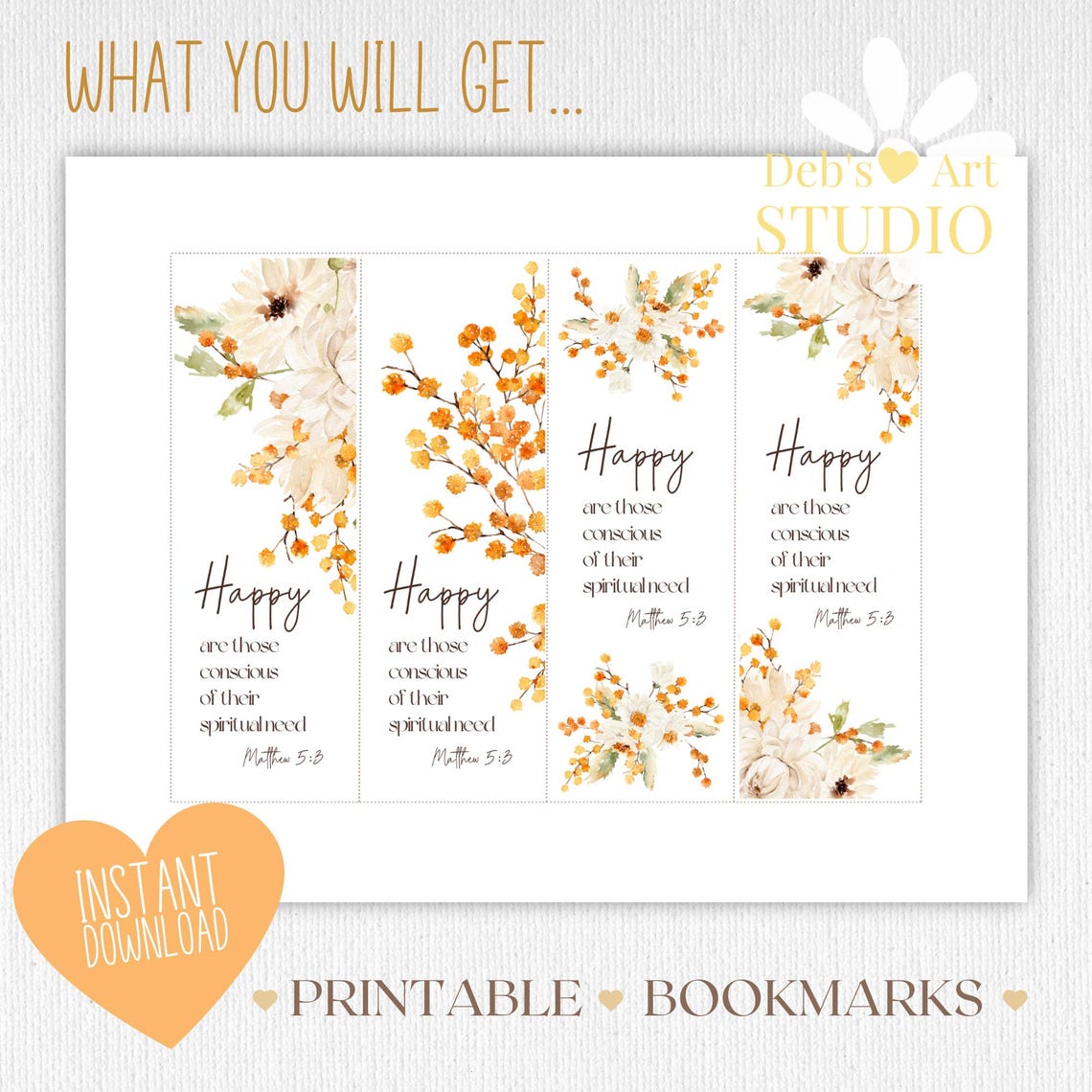 Bookmark Printable 2026 Year Text Matthew 5:3 Bible Verse JW Gifts ...
