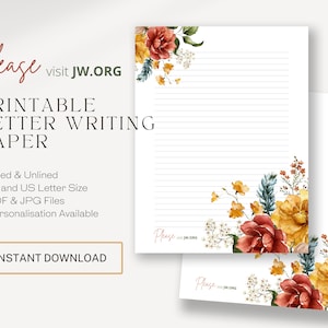 Visita jw.org, Escritura de cartas de testigos de Jehová, membretes, flores holandesas