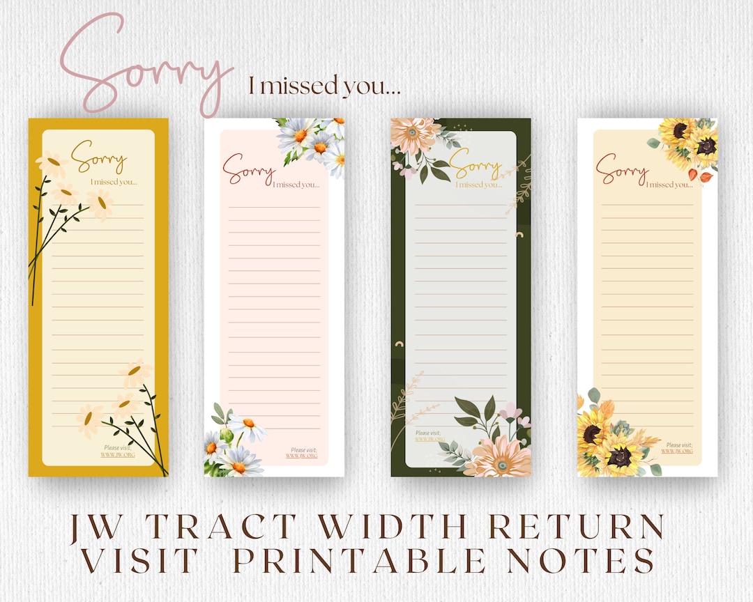 Floral JW Return Visit Notes: Printable Letter Writing Paper (digital ...