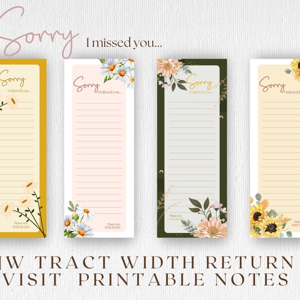 Return Visit Notes | JW Letter Writing Paper | Jehovah's Witnesses | JW Printable | Letterheads | For JW Tract Holder | Flower Print