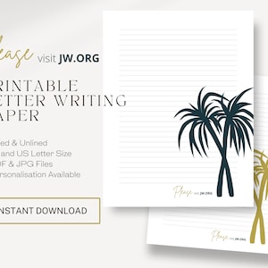 Visite jw.org, plantilla para escribir cartas / Testigos de Jehová / JW imprimible / Membretes de JW / Palma de coco