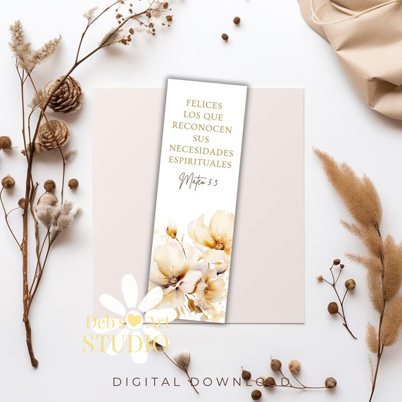 Bookmark Printable 2026 Year Text Matthew 5:3 Bible Verse Spanish JW ...