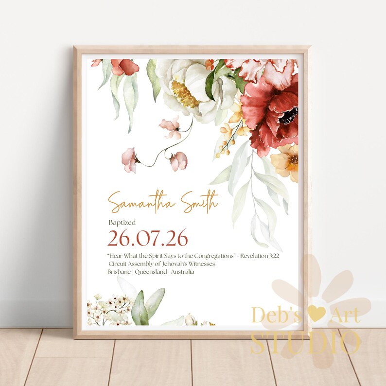 Jehovah’s Witness Baptism Gift, Personalised JW Baptism Keepsake, Custom Baptism Certificate, Pioneer Baptism Present Printable image 5