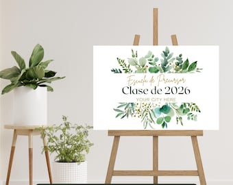 Spanish Pioneer School Welcome Sign, Editable Greenery Design (Digital Download)