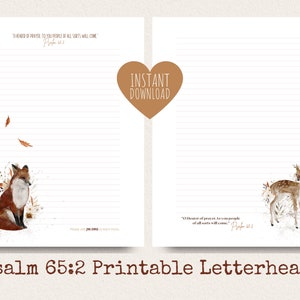 Salmo 65:2, Papel para escribir cartas JW / Escritura de cartas JW / Testigos de Jehová / JW imprimible / Membretes / Zorro de otoño / Flores de otoño, Fauna