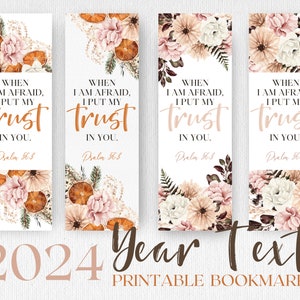 2024 JW Year Text - Psalm 56:3 bookmark | JW Gifts | JW Baptism Gift | Pink Boho Flowers