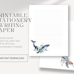 Membrete imprimible / Escritura de cartas / Ideas de regalos JW / Escritura de cartas JW / Flora de fauna oceánica