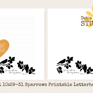 You are Worth More than Many Sparrows - Matthew 10:29-31 | JW Ministry Letter Writing Paper | Scripture Note Paper | Printable Stationery