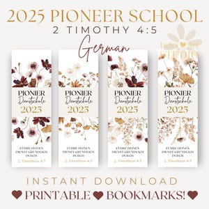 JW bookmark | German | Pioneer gifts JW | Pioneer Service School 2025 | JW Gifts | Boho Wildflowers Print