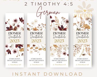 JW bookmark | German | Pioneer gifts JW | Pioneer Service School 2025 | JW Gifts | Boho Wildflowers Print