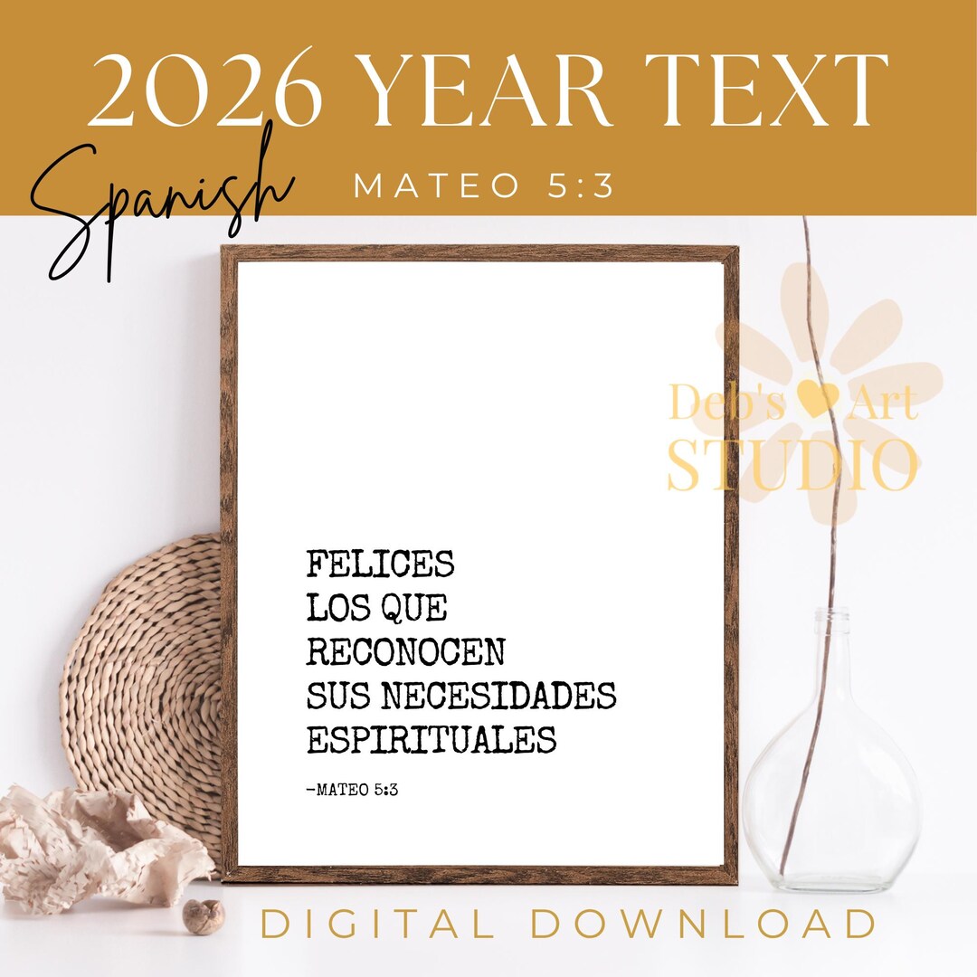 Spanish 2026 JW Year Text Matthew 5:3 Print - Minimalist Bible Verse ...