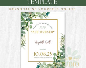 JW Baptism Keepsake: Green Leaves Printable Template (Digital Download)