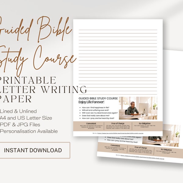 Guided Bible Study Course, Enjoy Life Forever! JW Letter Writing Paper | Printable Letterhead | Letter Writing | JW Letter Writing