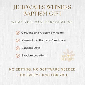 Jehovah’s Witness Baptism Gift, Personalised JW Baptism Keepsake, Custom Baptism Certificate, Pioneer Baptism Present Printable image 8