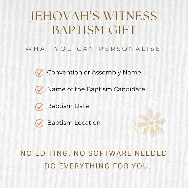 Jehovah’s Witness Baptism Gift, Personalised JW Baptism Keepsake, Custom Baptism Certificate, Pioneer Baptism Present Printable image 8