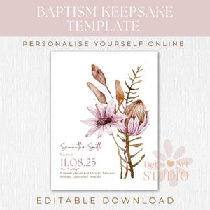 Cadeau de baptême JW | Modèle d'impression de baptême pour les Témoins de Jéhovah | Souvenir de baptême | Fleurs botaniques | Impression personnalisable | Art mural