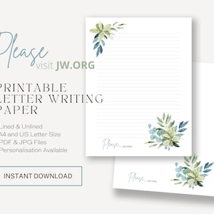 Visit jw.org, JW Letter Writing | Jehovah's Witnesses | Letterheads | Eucalyptus Leaves Bouquet