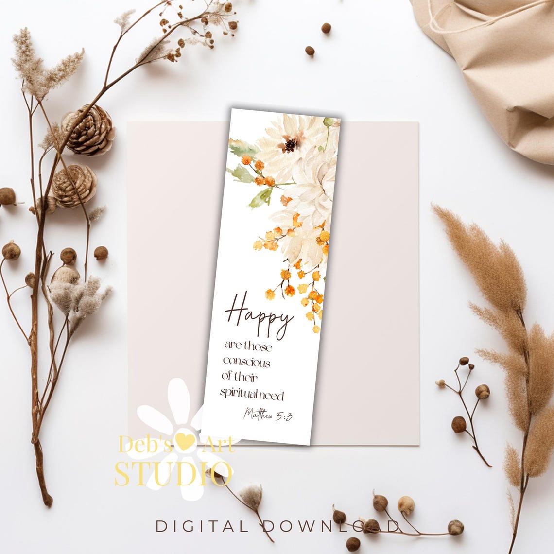 Bookmark Printable 2026 Year Text Matthew 5:3 Bible Verse JW Gifts ...