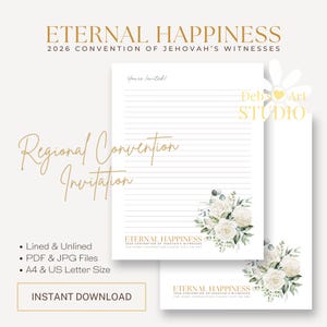 JW Convention 2026 Letter Writing Paper: White Floral Prints (Digital Download)