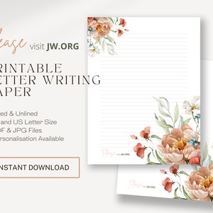 Visite jw.org, Escritura de cartas JW / Testigos de Jehová / Membretes / Flor botánica rosa