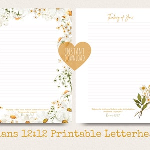 Romanos 19:19 / Pensando en ti, Plantilla de notas / Papel para escribir cartas JW / Testigos de Jehová / JW Imprimible / Margaritas blancas / Regalo de simpatía