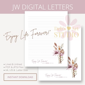 Disfrute de la vida para siempre, papel para escribir cartas de testigos de Jehová / Escritura de cartas de testigos de Jehová / Testigos de Jehová imprimibles / Membretes / Pioneros / Botánicos