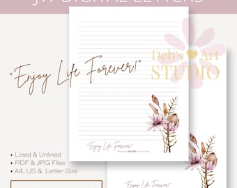 Enjoy Life Forever, JW Letter Writing Paper | JW Letter Writing | Jehovah&#39;s Witnesses | JW Printable | Letterheads | Pioneers | Botanicals