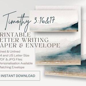 2 Timoteo 3:16,17, Papel para escribir cartas JW / Membrete imprimible / Playa de acuarela