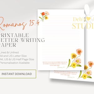 Romanos 15:4 / Español / Papel para escribir cartas JW / Escritura de cartas JW / Testigos de Jehová / JW Imprimible / Membretes / Flores Boho de Primavera