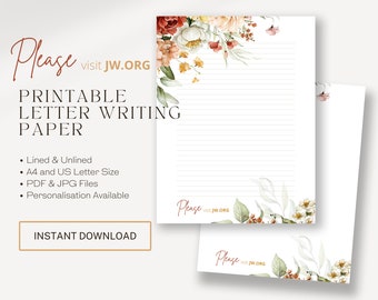 Visit jw.org, Letter Writing Template | Jehovah's Witnesses | JW Printable | JW Letterheads | Bright Botanicals