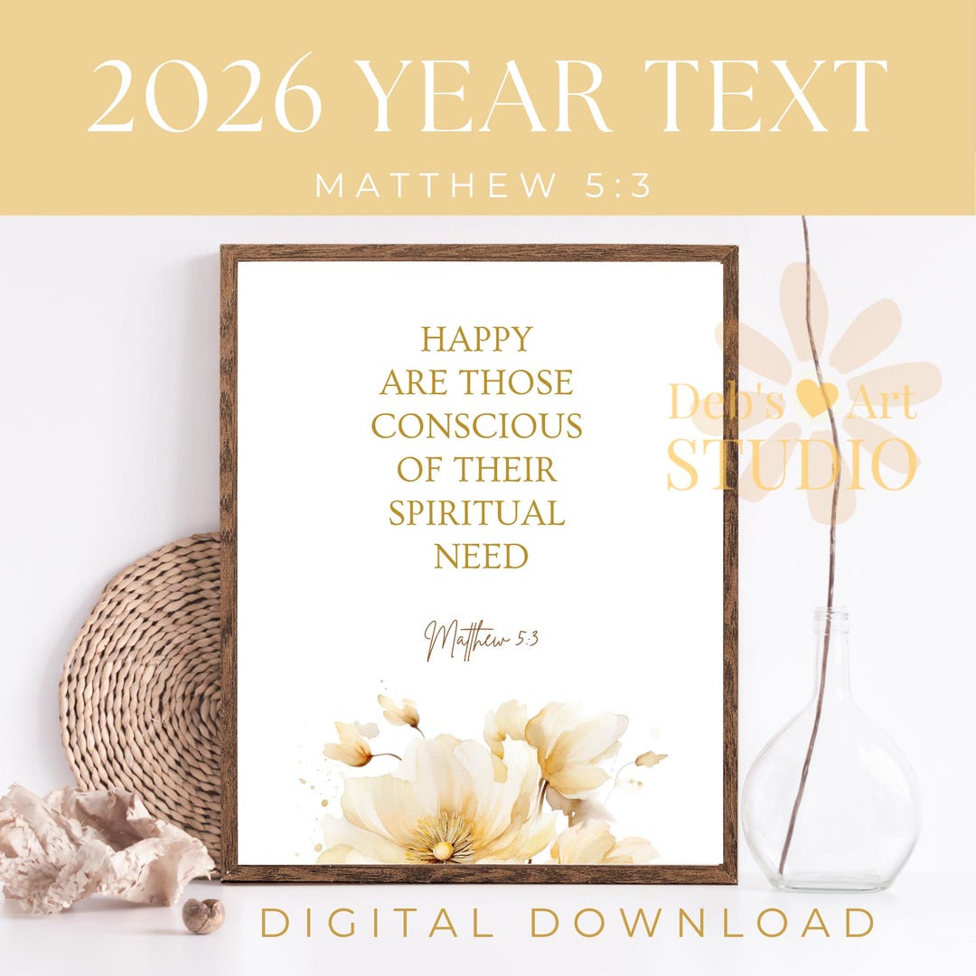 2026 JW Year Text Matthew 5:3 Print - Gold Flowers Bible Verse (digital ...