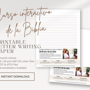 Curso de estudio bíblico guiado, ¡Disfruta la vida para siempre! Papel de escritura de cartas JW en español / Membrete imprimible / Escritura de cartas / Escritura de cartas JW