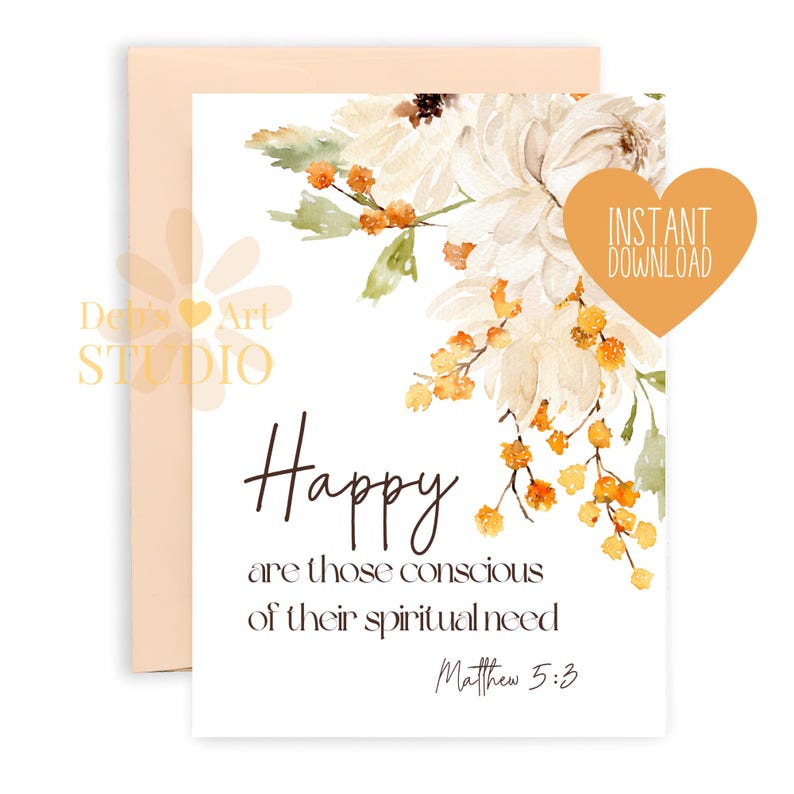 2026 JW Year Text Printable Poster, Matthew 5:3, Floral Bible Verse ...